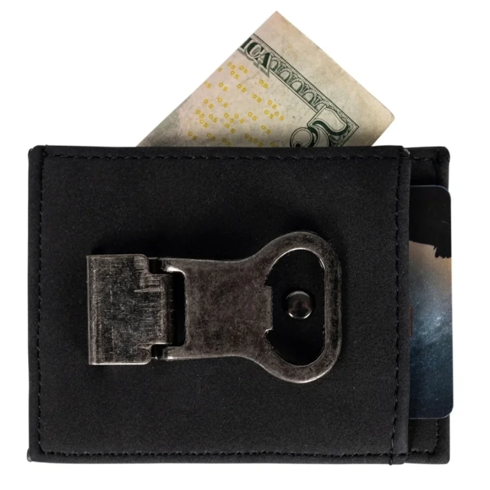 Men's Leather Money Clip With Bottle Opener,Color Black, Retail Price$24.95 USD